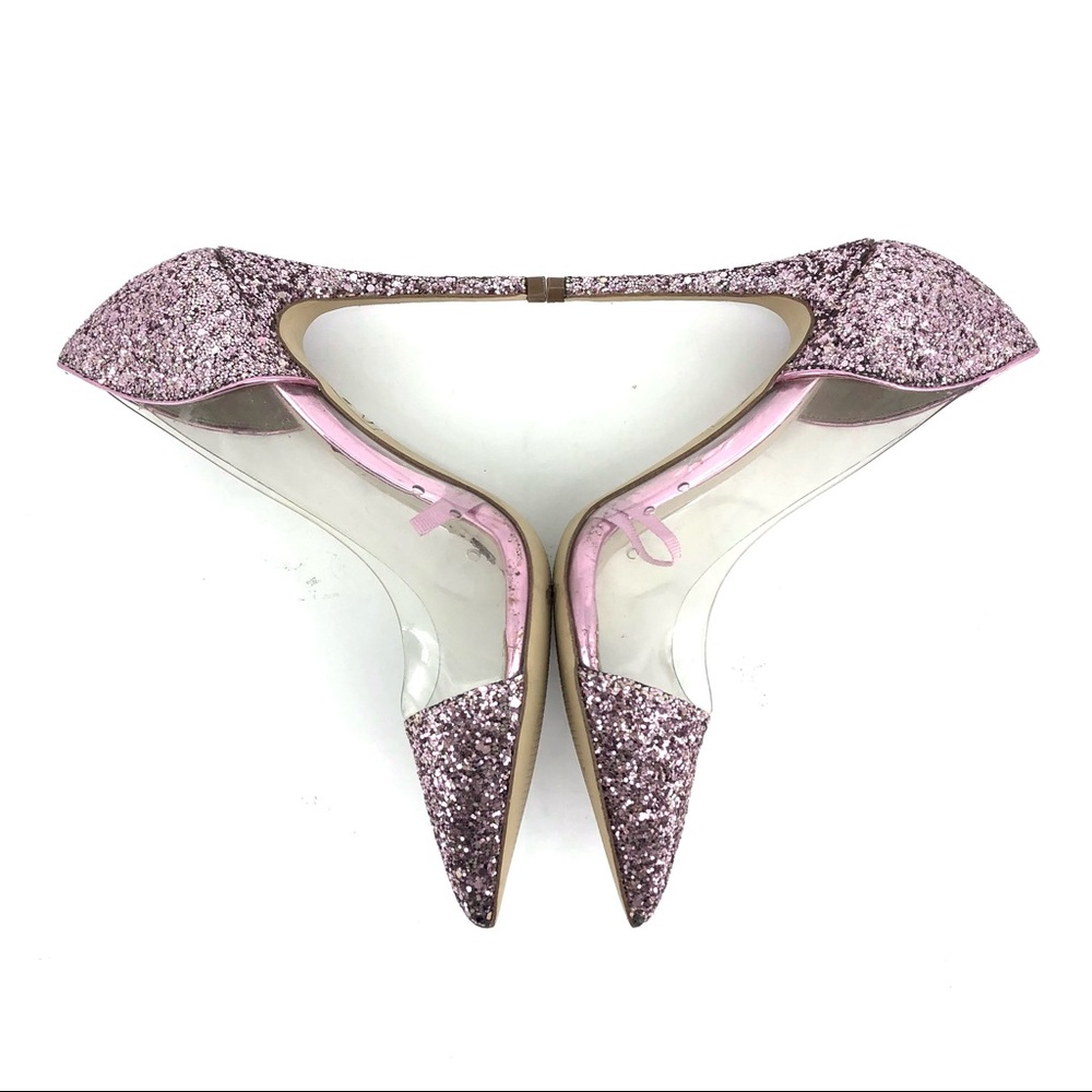 Aldo Pink Sequin Clear Cinderella Style Stiletto Heels - Picture 4 of 9
